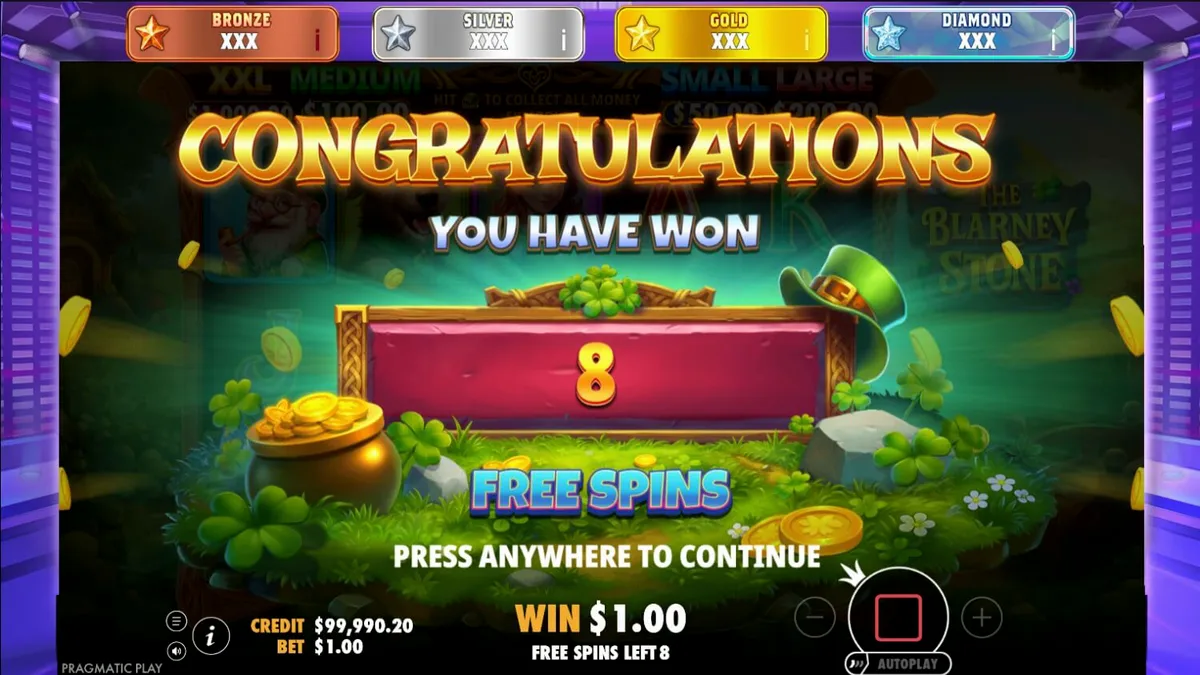 Pemandangan magis pedesaan Irlandia di slot The Blarney Stone