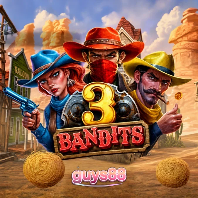 Tampilan visual slot 3 Bandits dengan tema Wild West dan grid 6x4